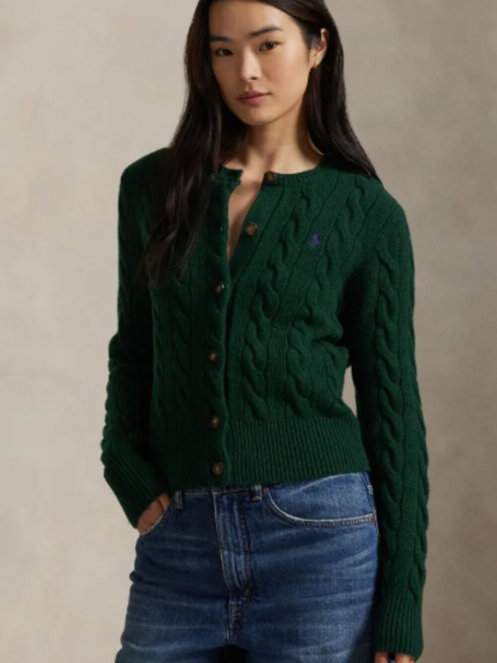 Polo Ralph Lauren Cable Knit Wool & Cashmere Cardigan – XS – Green - Picture 12 of 14